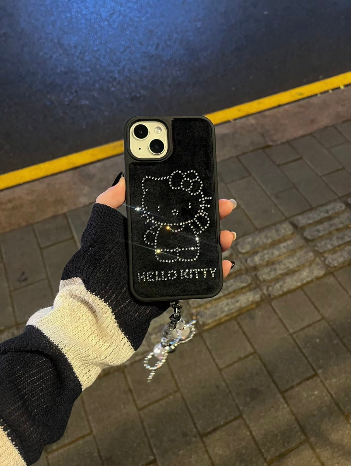 Black Velvet Rhinestone iPhone Case