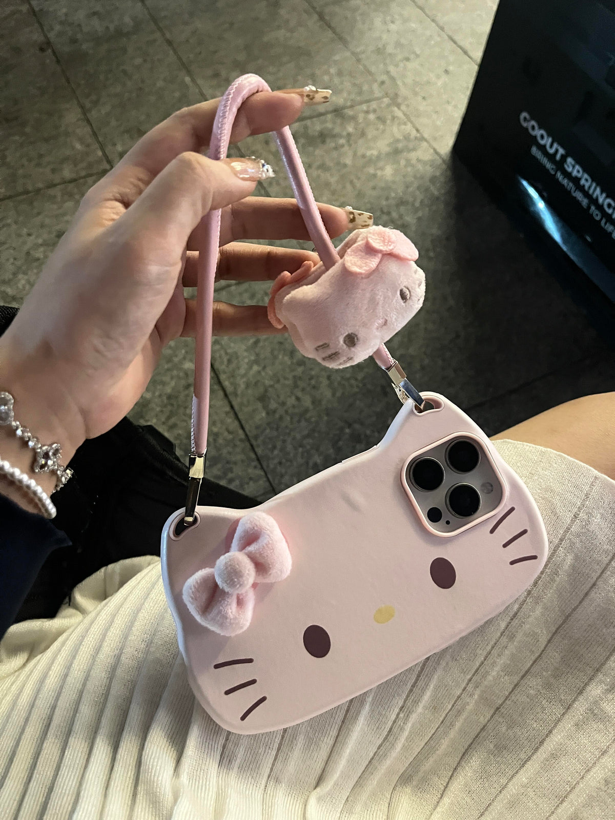 Kitty Purse-Style iPhone Case in Pink and Black