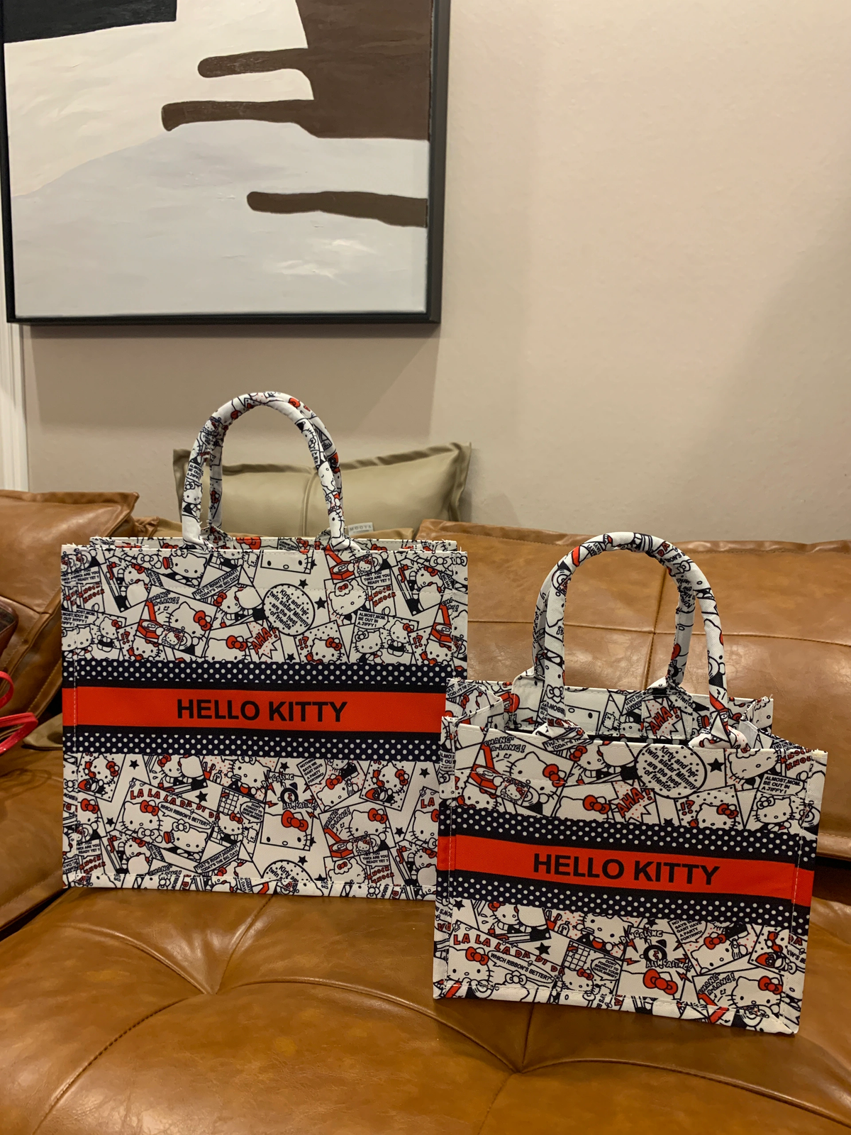 Kawaii Print Cotton Tote Bag