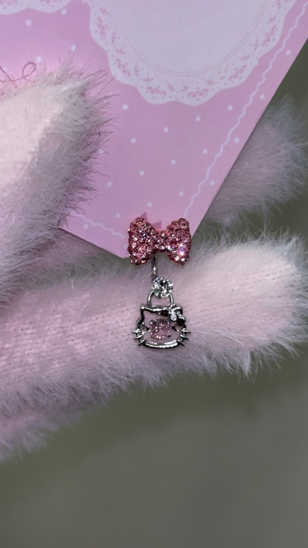 Stainless Steel Kitty Bow Drop Earrings