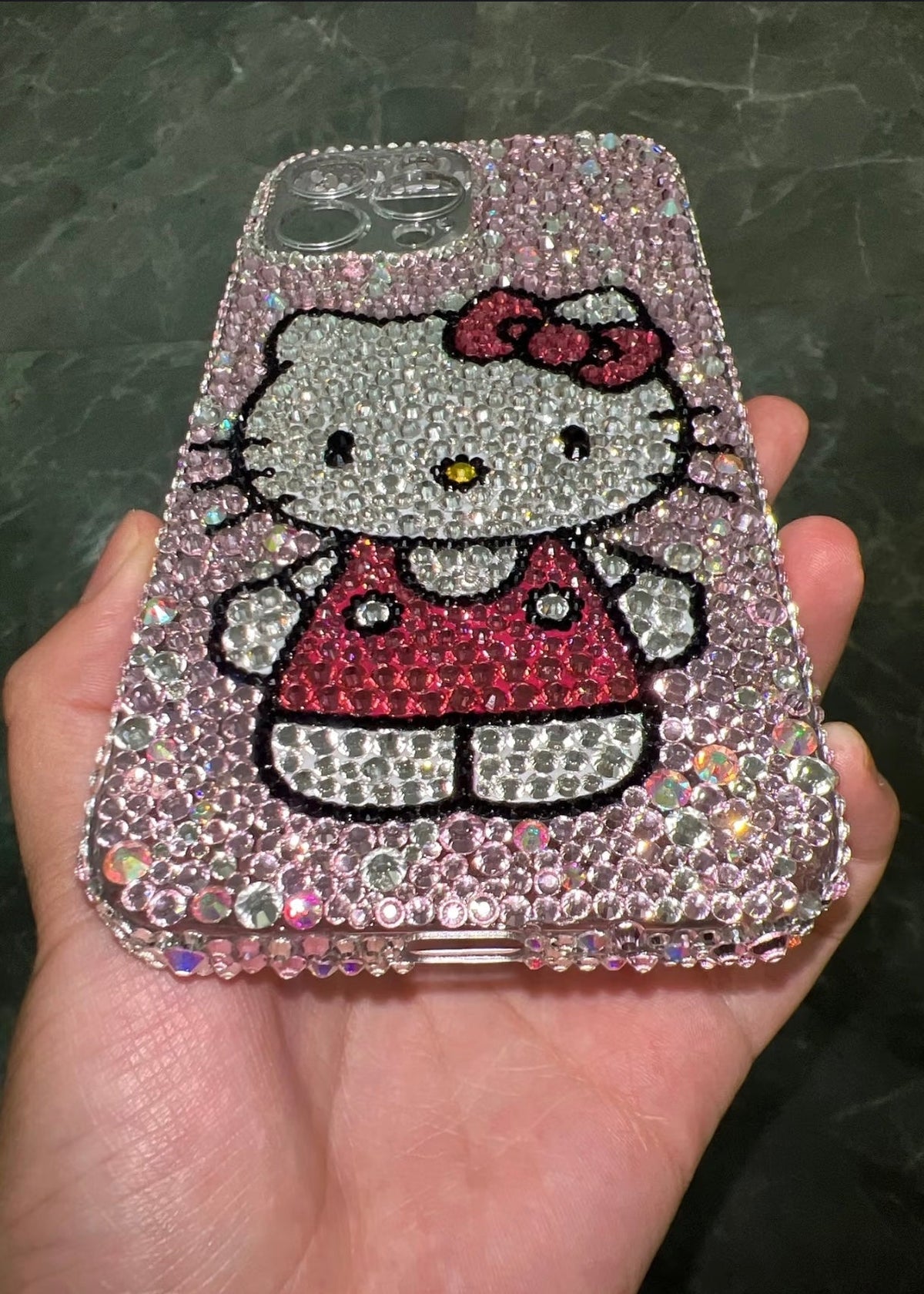 Pink Kitty Handmade Rhinestone iPhone Case