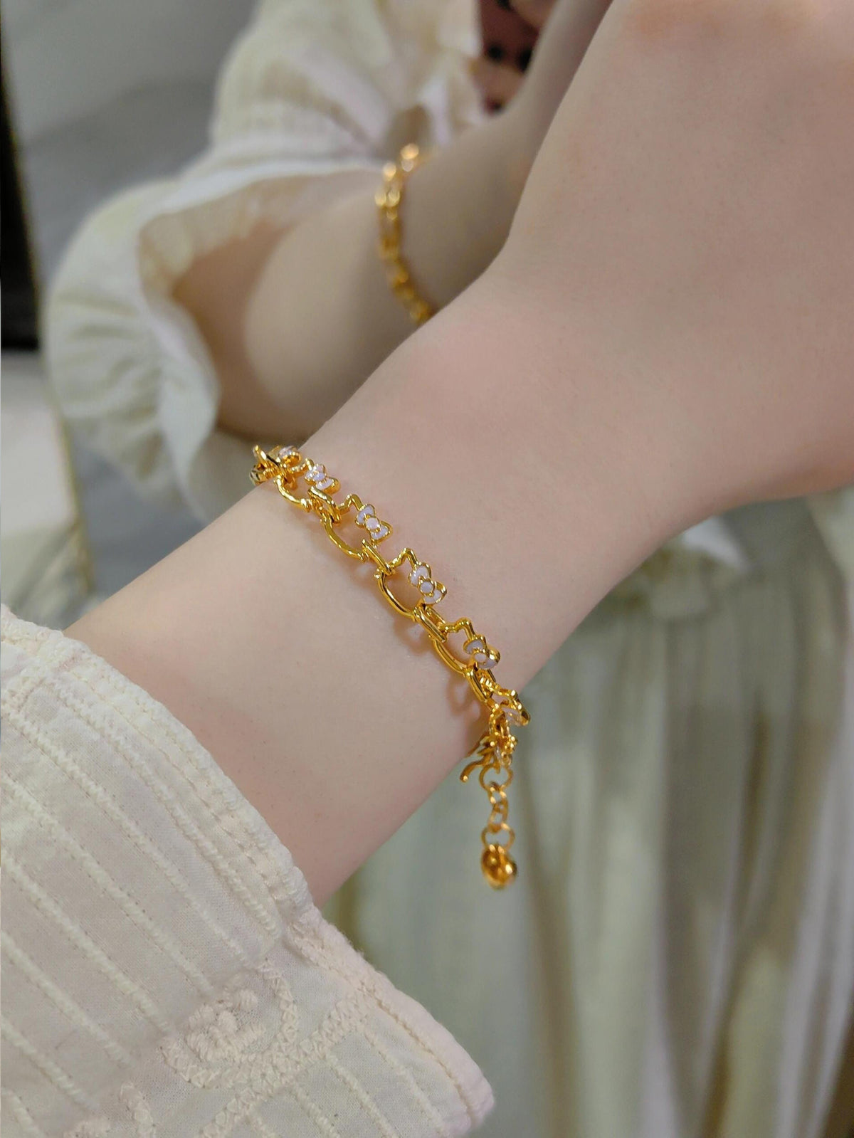 Gold-Plated Kitty Adjustable Bracelet