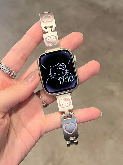 Engraved Kitty Stainless Steel Apple Watch Band
