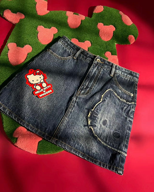 Character Patch Denim Skirt