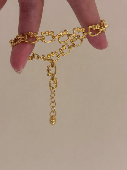 Gold-Plated Kitty Adjustable Bracelet