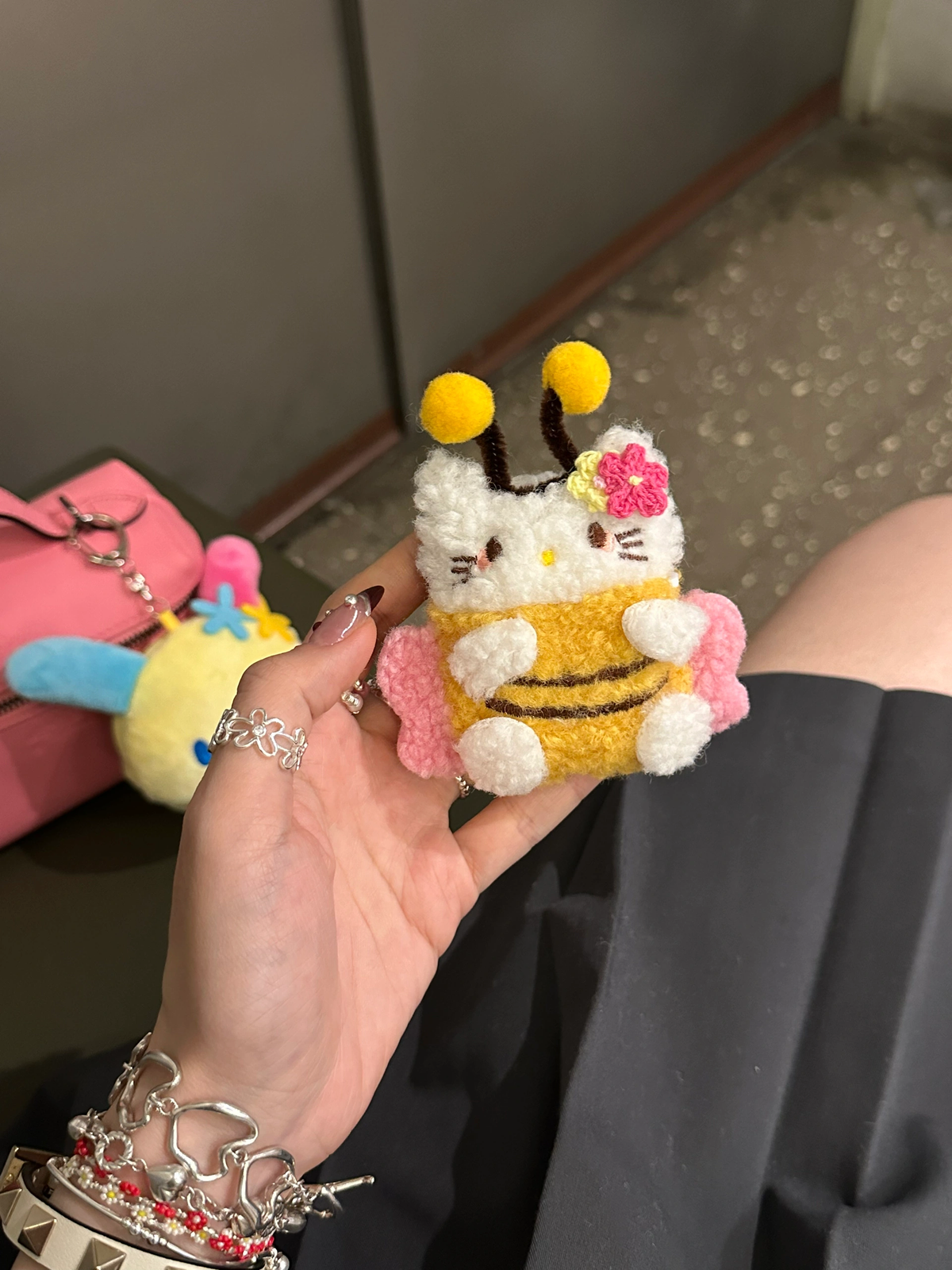 Bumblebee AirPods Case with Crochet Flowers