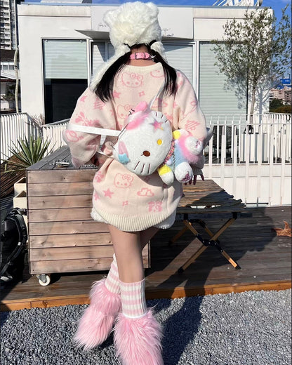Pink Kawaii Punk Plush Backpack