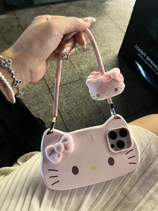 Kitty Purse-Style iPhone Case in Pink and Black