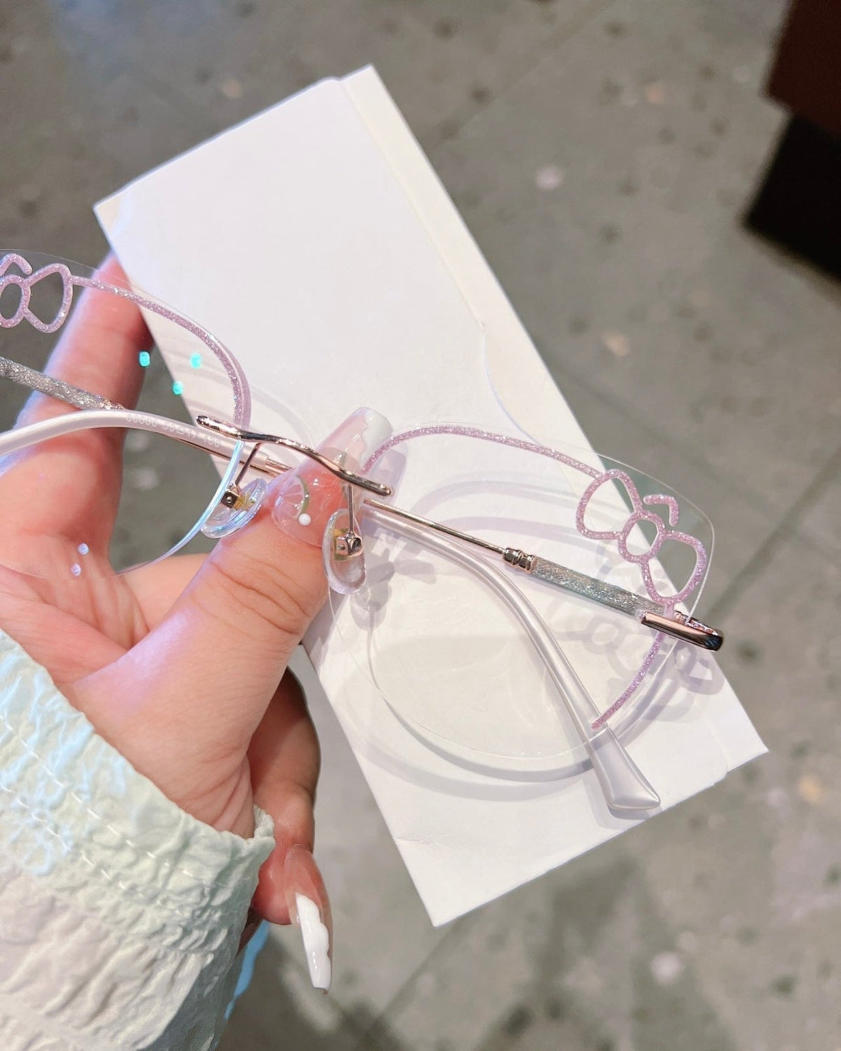 Glitter Bow Rimless Glasses