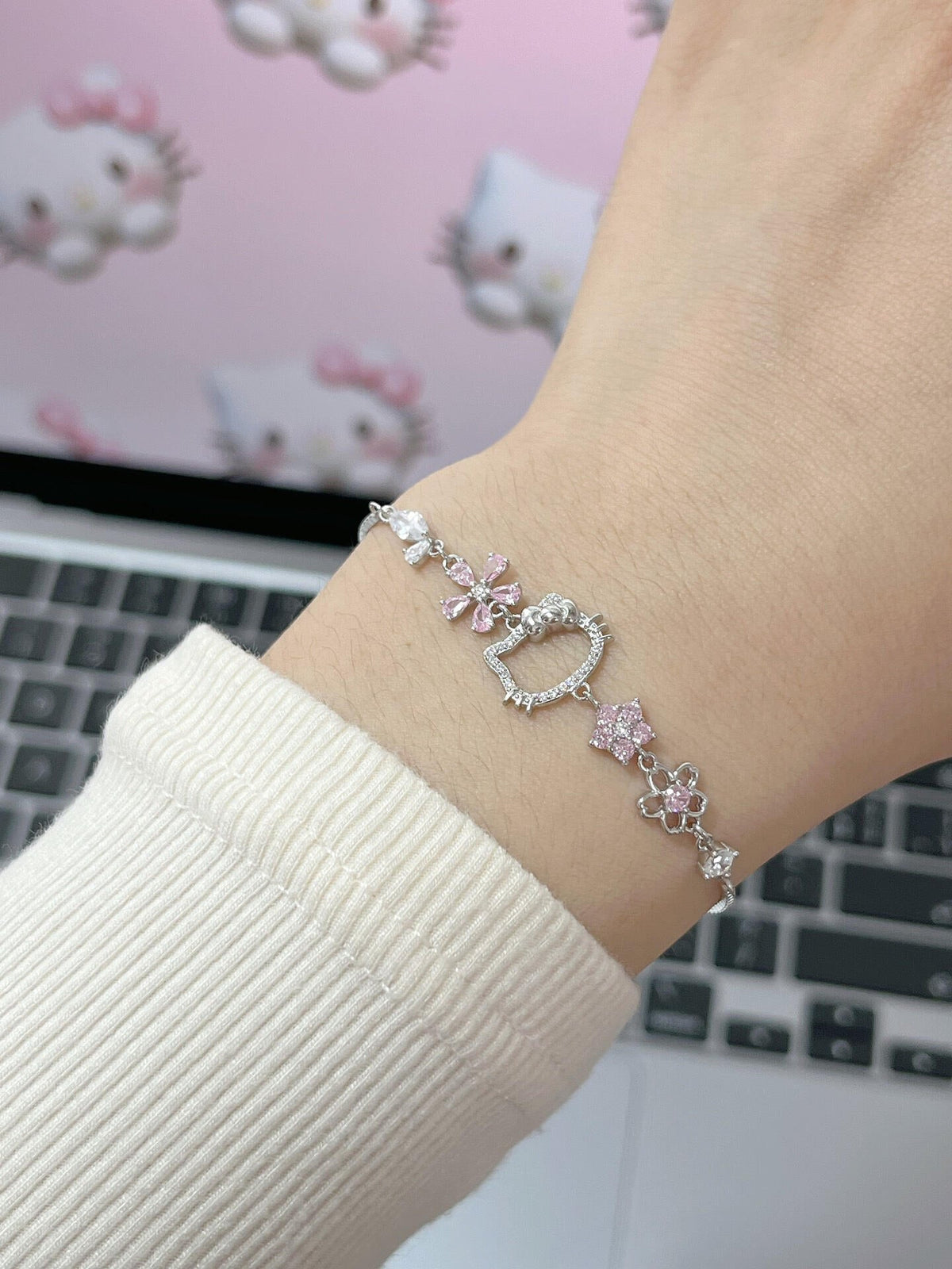 Kitty Flower and Kuromi Star Adjustable Bracelets