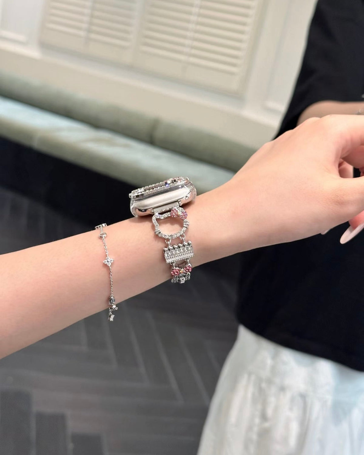 Kitty Sparkle Stainless Steel Apple Watch Band and Case