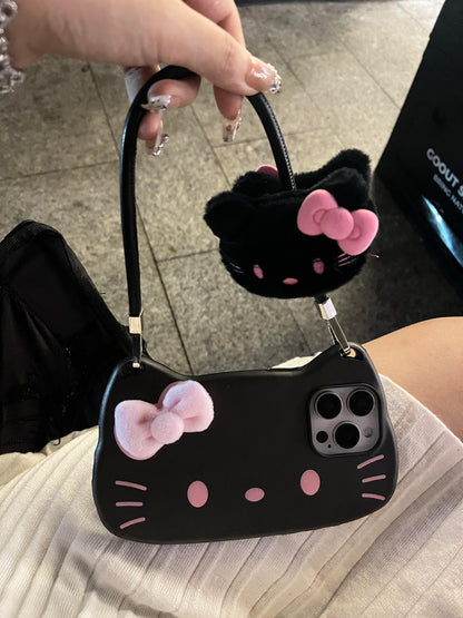 Kitty Purse-Style iPhone Case in Pink and Black