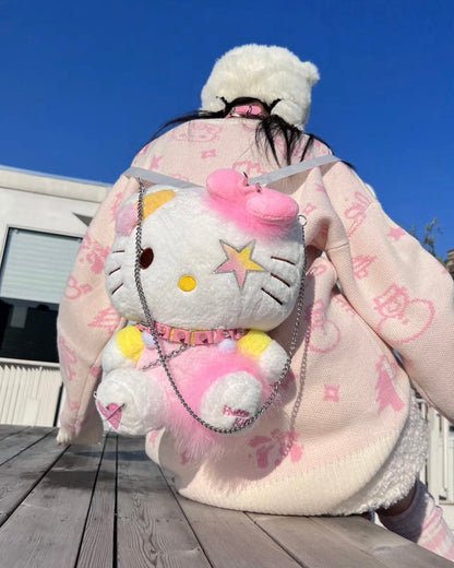 Pink Kawaii Punk Plush Backpack
