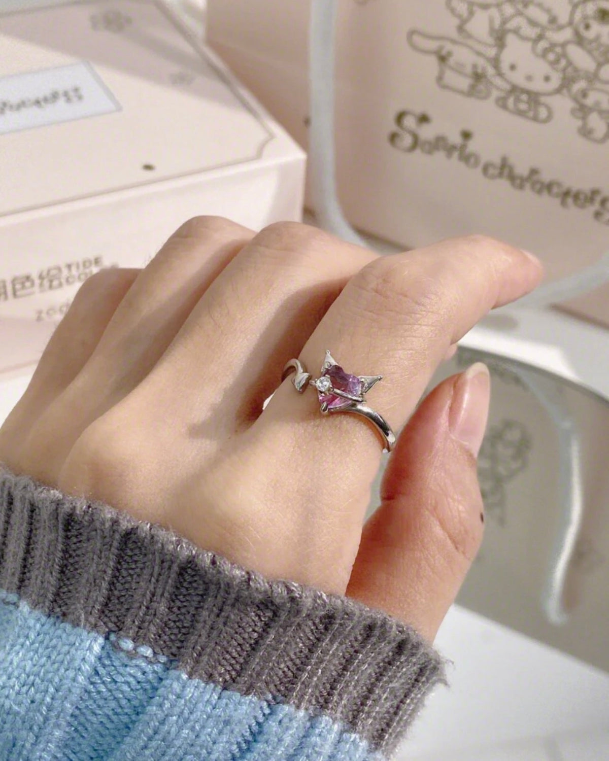 Kuromi Stainless Steel Adjustable Ring
