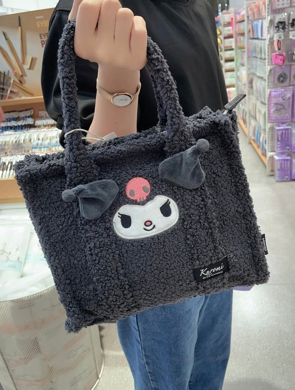 Kuromi Fleece Tote Bag