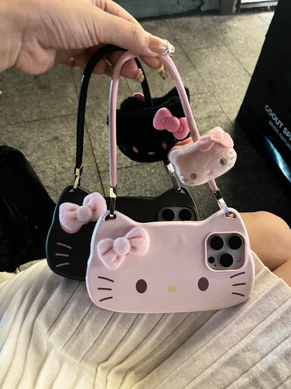 Kitty Purse-Style iPhone Case in Pink and Black