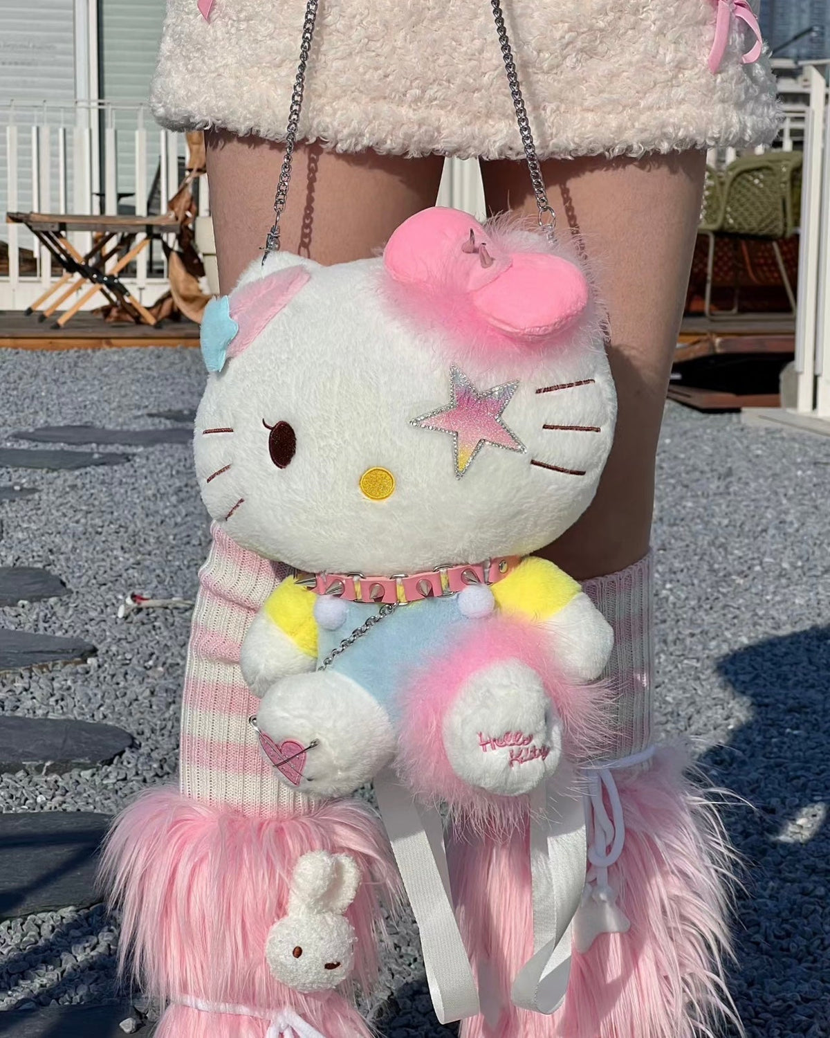 Pink Kawaii Punk Plush Backpack