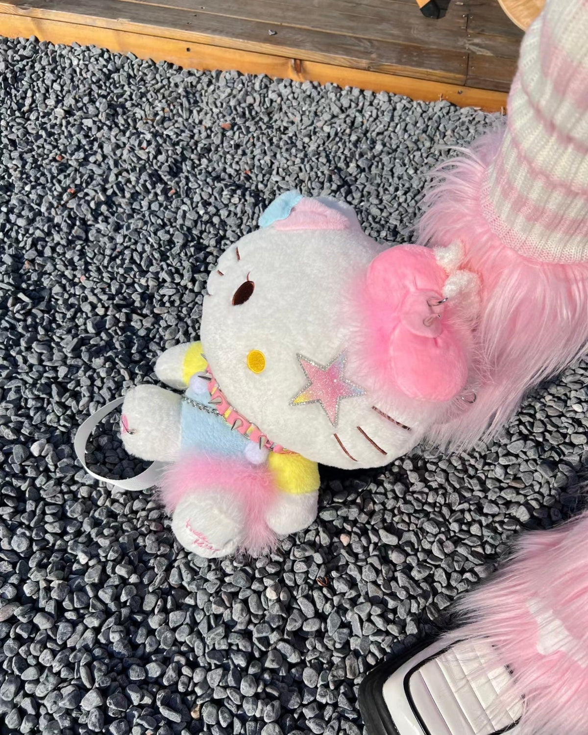 Pink Kawaii Punk Plush Backpack