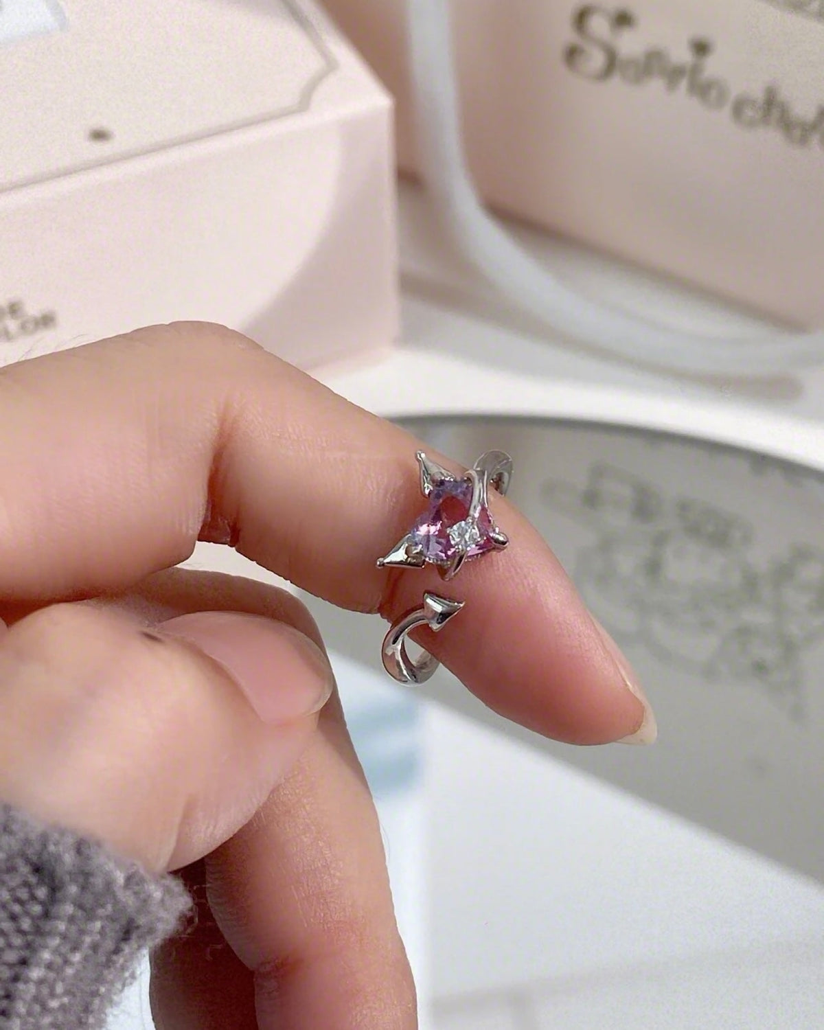 Kuromi Stainless Steel Adjustable Ring