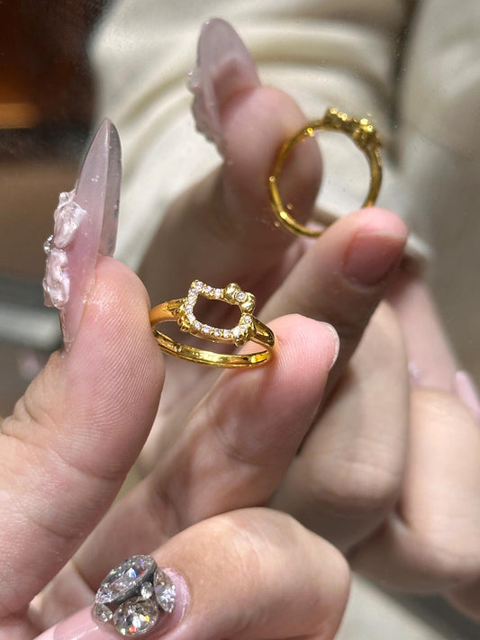 Gold-Tone Kitty Stainless Steel Adjustable Ring