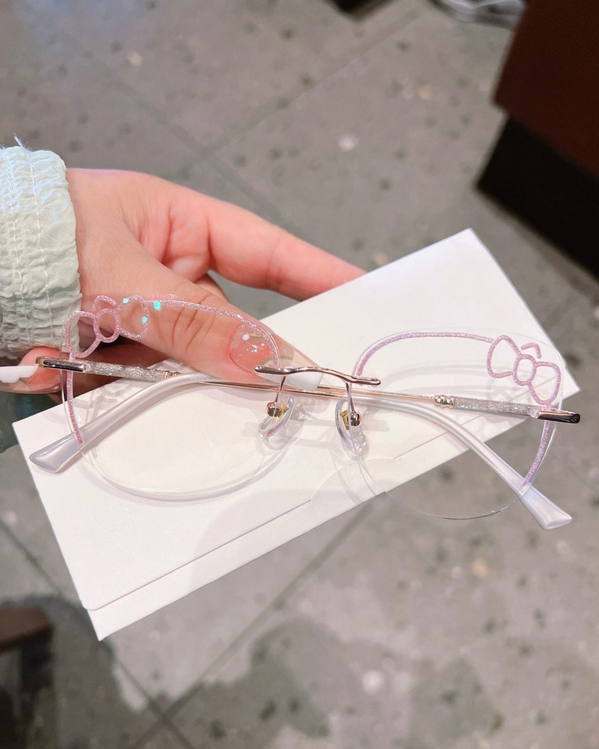Glitter Bow Rimless Glasses