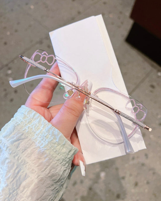 Glitter Bow Rimless Glasses