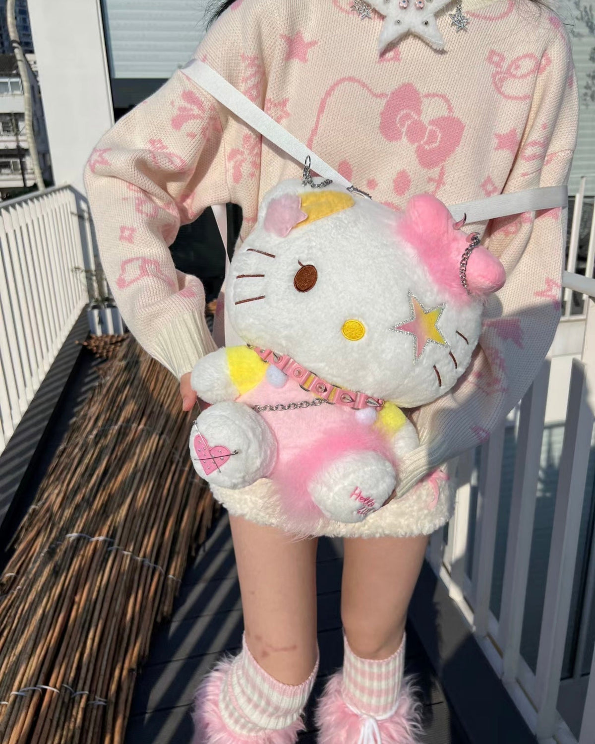 Pink Kawaii Punk Plush Backpack