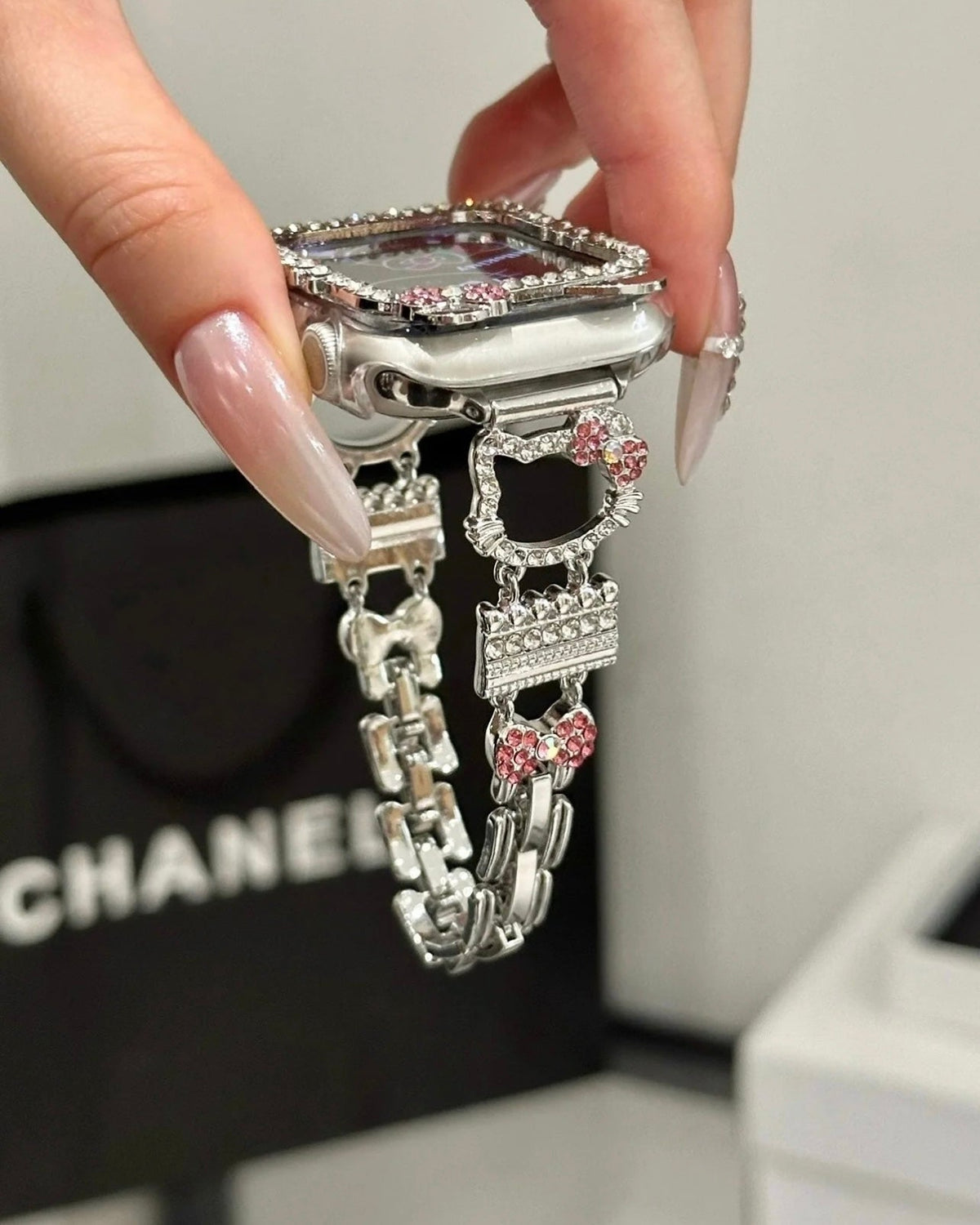Kitty Sparkle Stainless Steel Apple Watch Band and Case