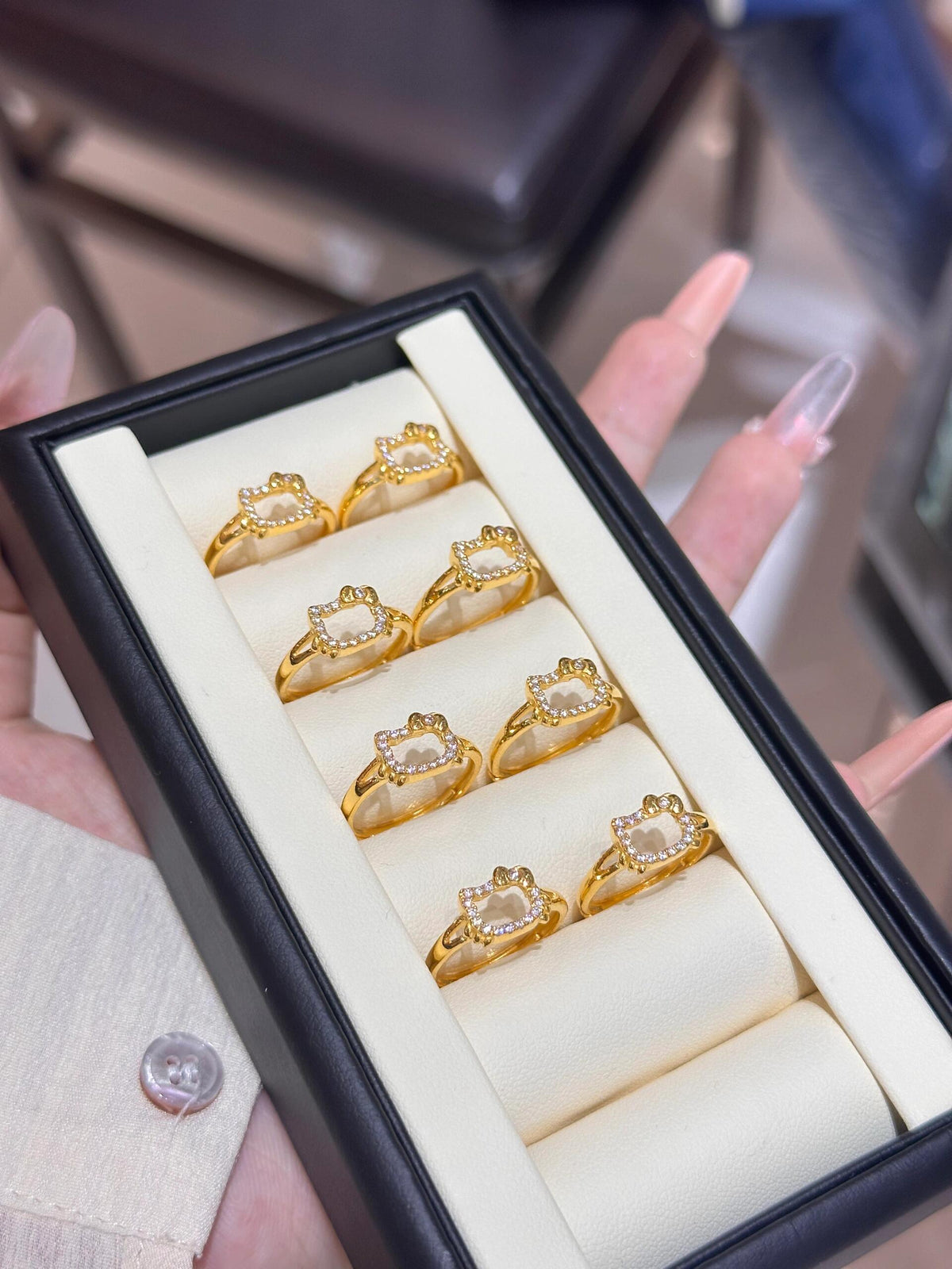 Gold-Tone Kitty Stainless Steel Adjustable Ring