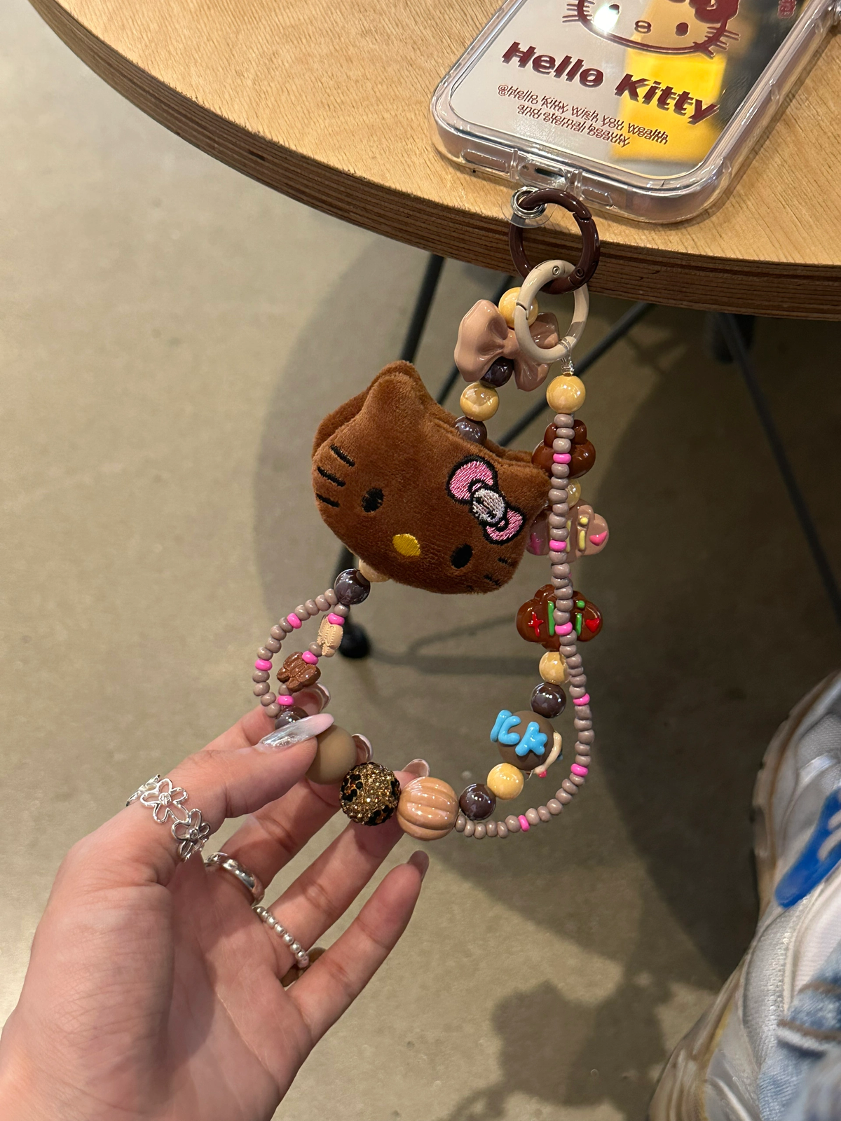 Dark Brown Plush Kitty Beaded Phone and Bag Charm