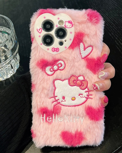 Pink Furry Heart Character iPhone Case