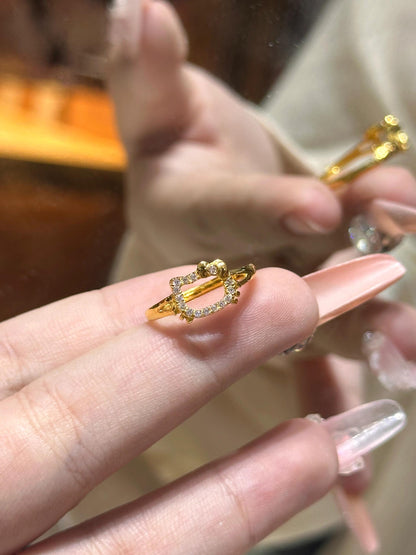 Gold-Tone Kitty Stainless Steel Adjustable Ring