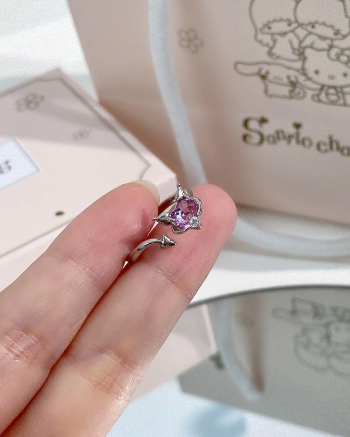 Kuromi Stainless Steel Adjustable Ring