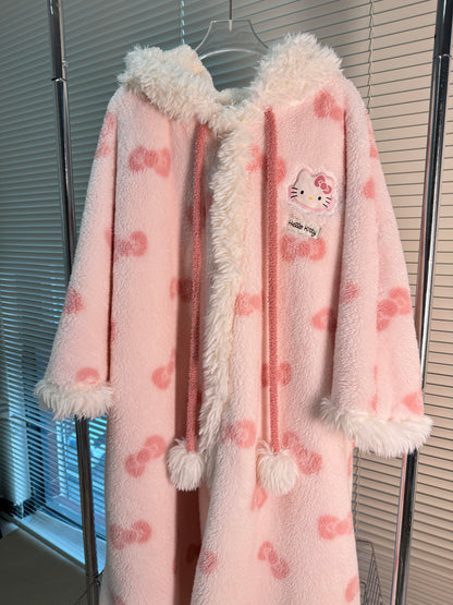 Hooded Kitty Fleece Blanket Sweater