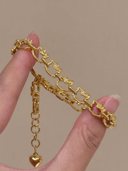 Gold-Plated Kitty Adjustable Bracelet