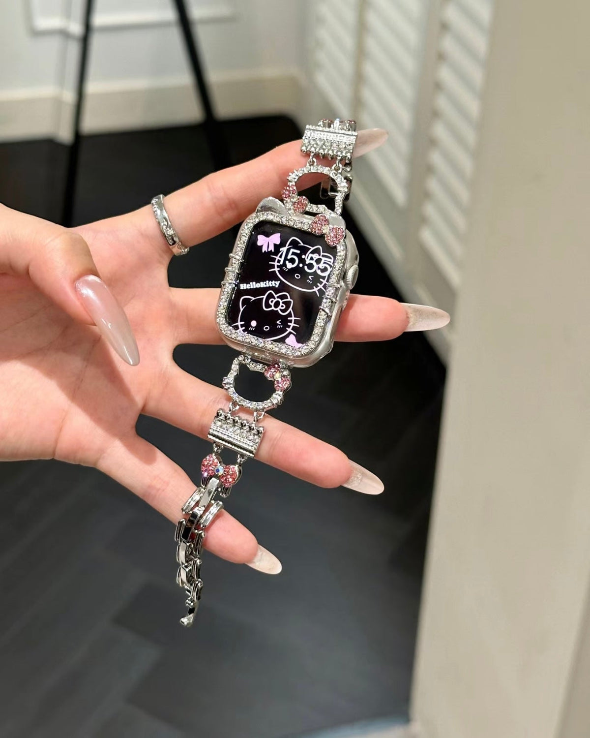 Kitty Sparkle Stainless Steel Apple Watch Band and Case