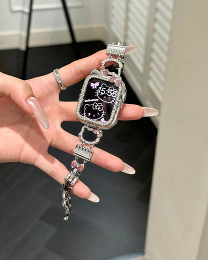 Kitty Sparkle Stainless Steel Apple Watch Band and Case