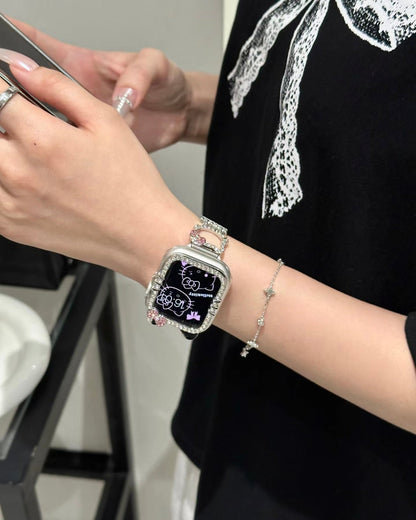 Kitty Sparkle Stainless Steel Apple Watch Band and Case