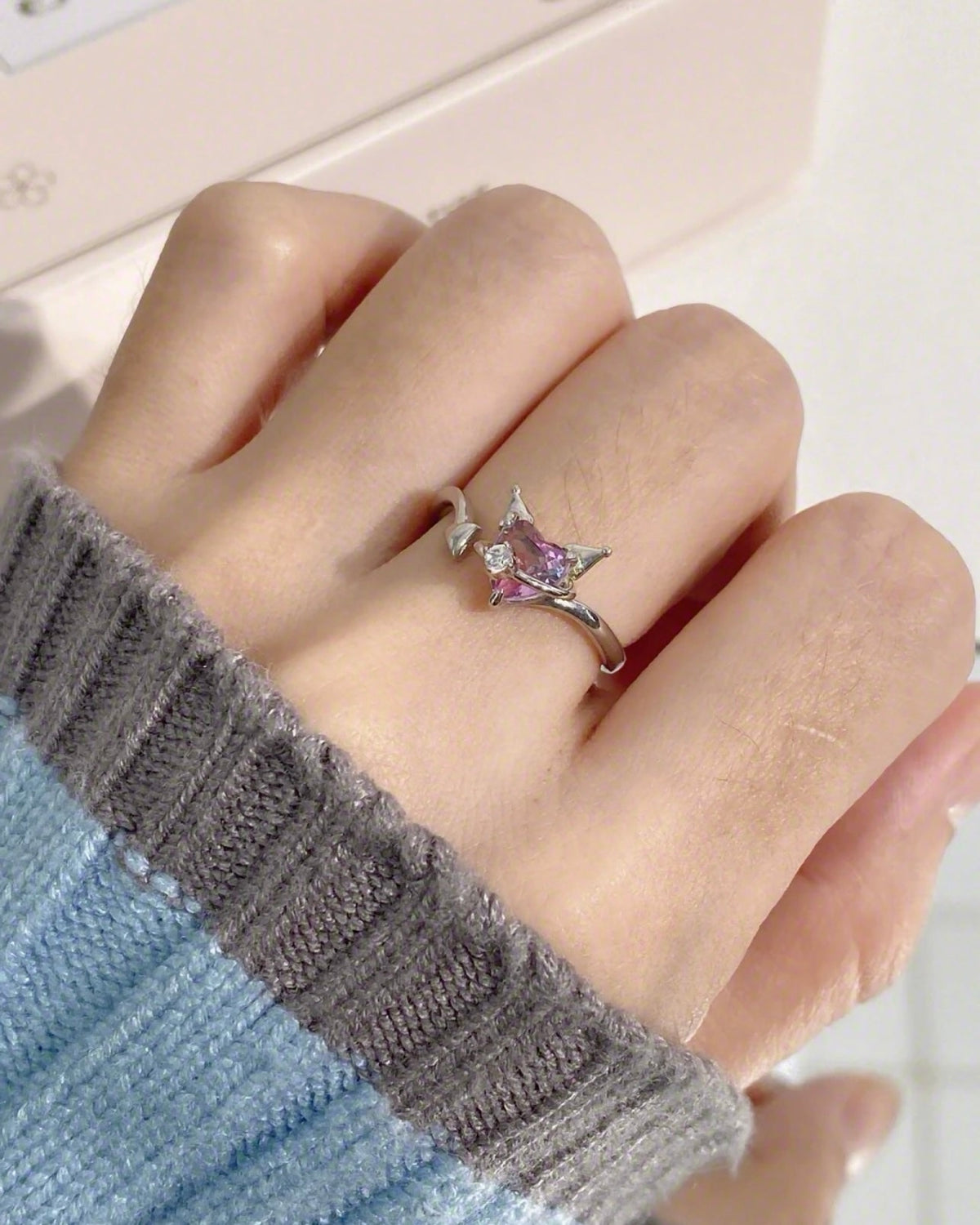 Kuromi Stainless Steel Adjustable Ring