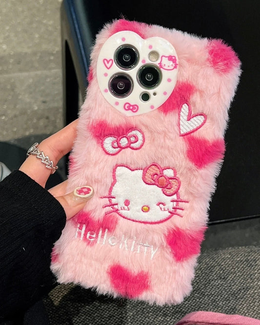 Pink Furry Heart Character iPhone Case