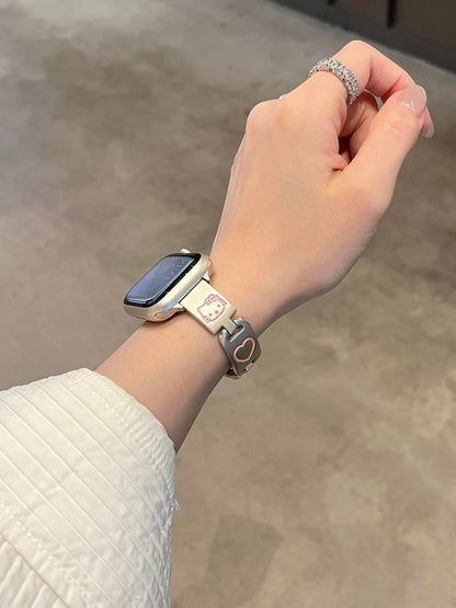 Engraved Kitty Stainless Steel Apple Watch Band