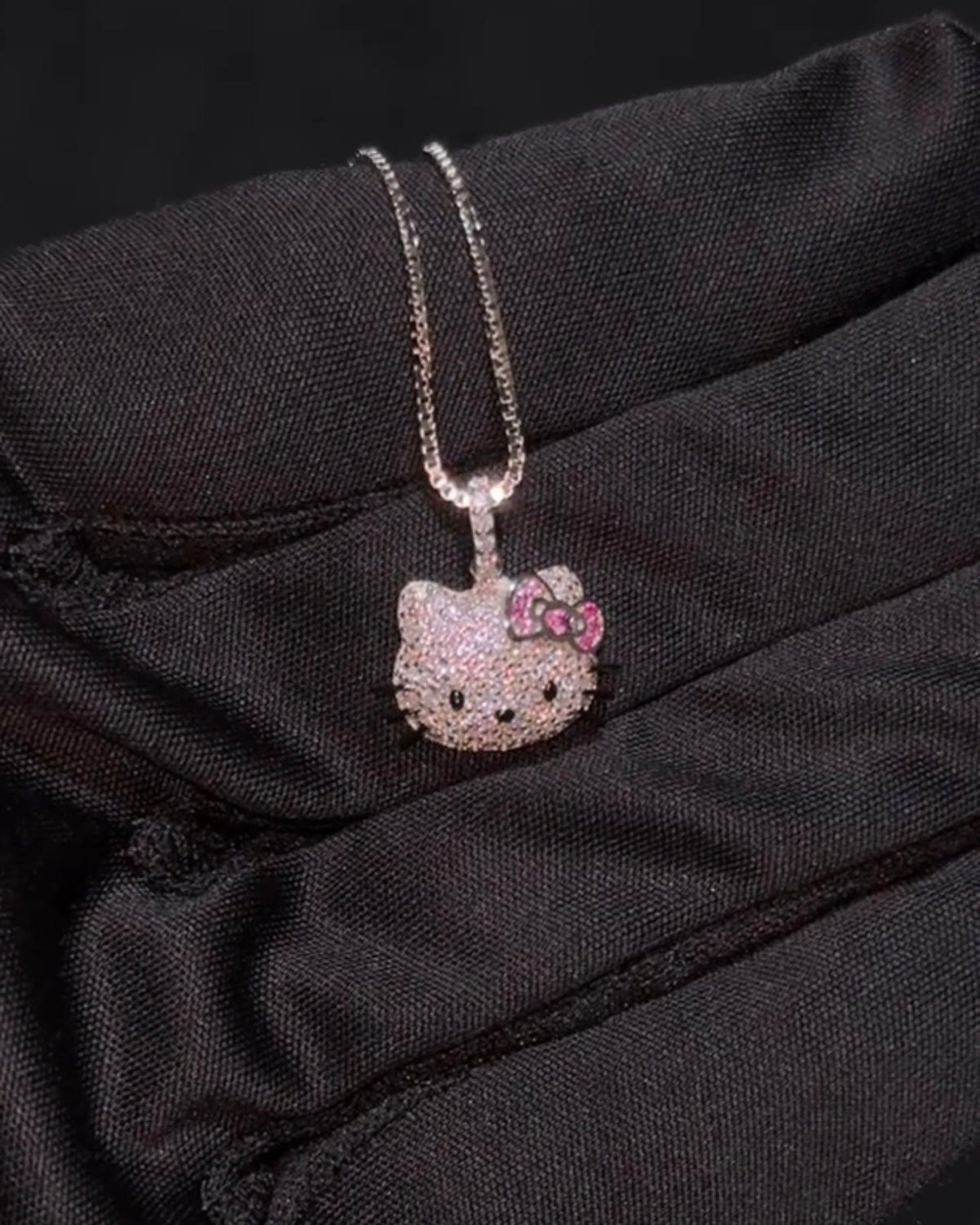Silver-Tone Kitty Sparkle Pendant Necklace