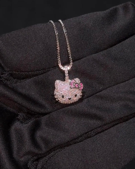 Silver-Tone Kitty Sparkle Pendant Necklace