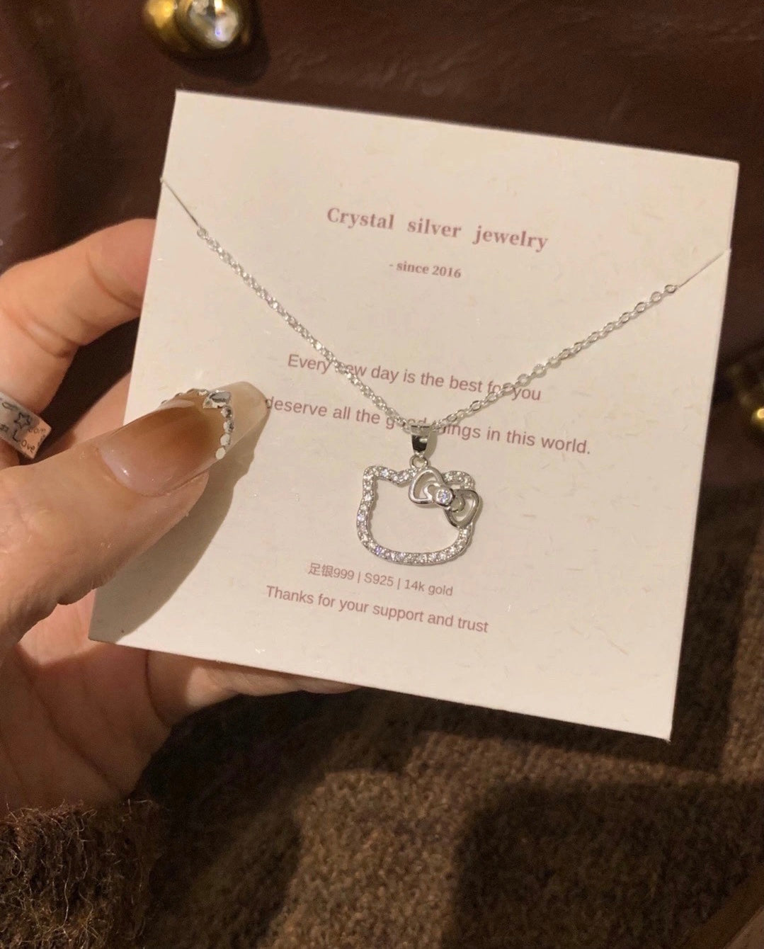 Silver-Tone Kawaii Pendant Necklace