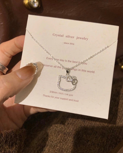 Silver-Tone Kawaii Pendant Necklace