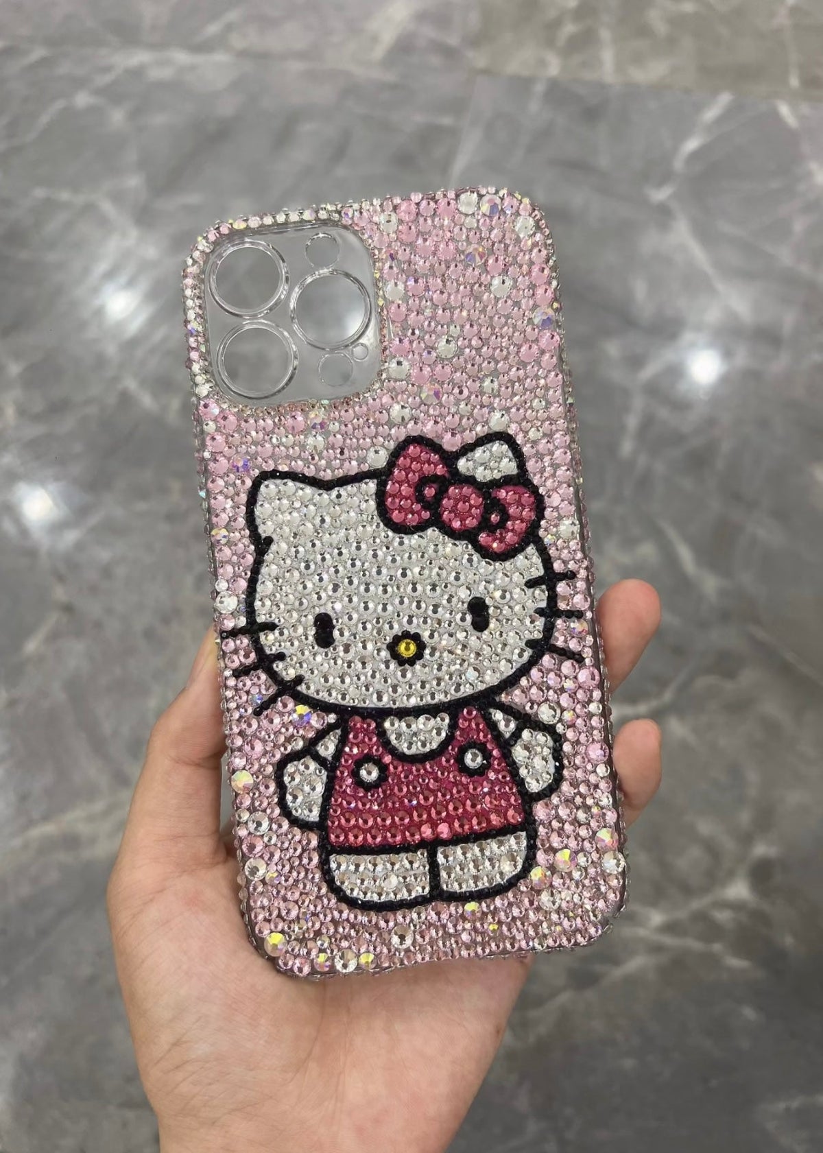 Pink Kitty Handmade Rhinestone iPhone Case