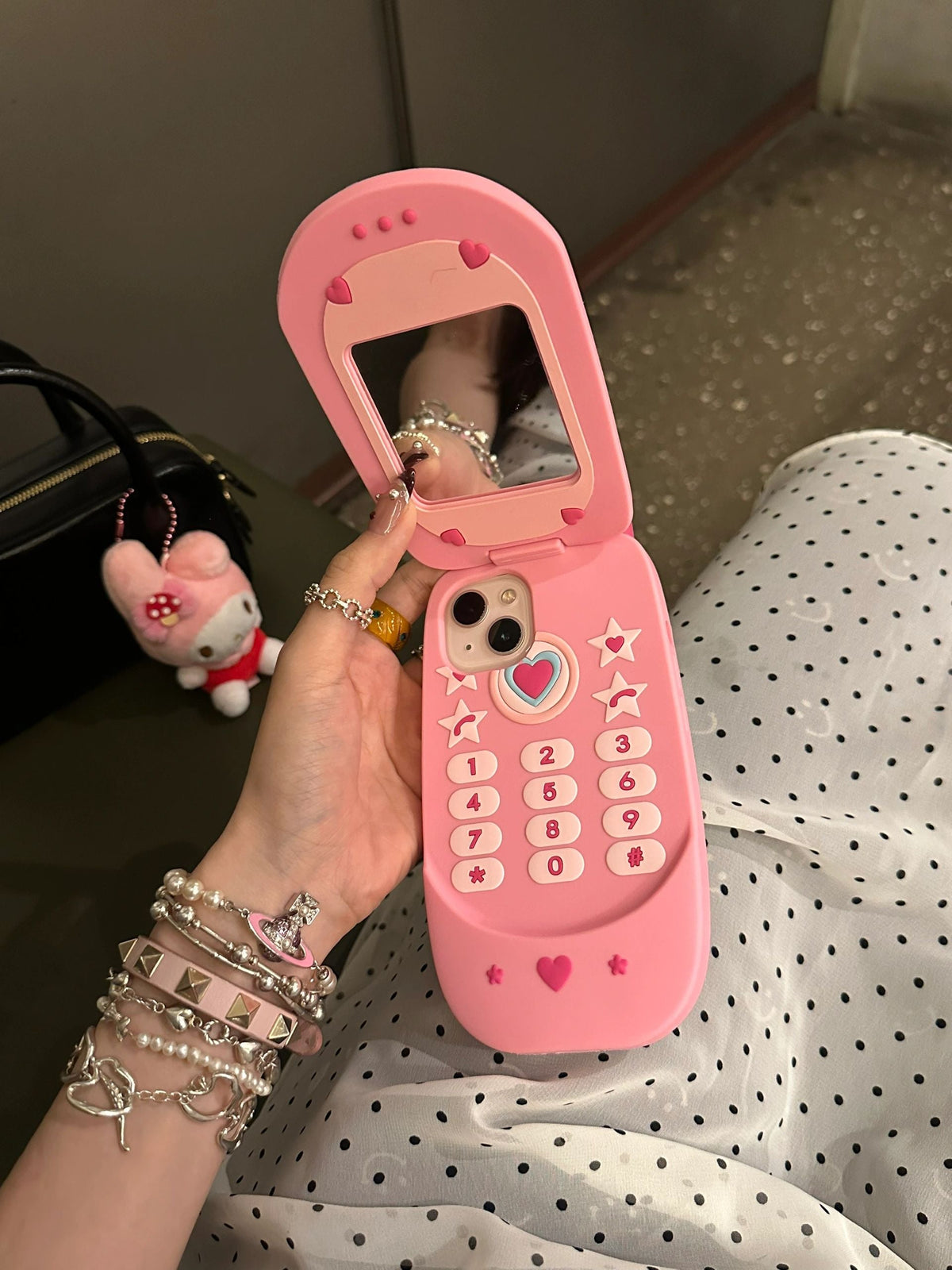 Pink Retro Flip-Phone iPhone Case