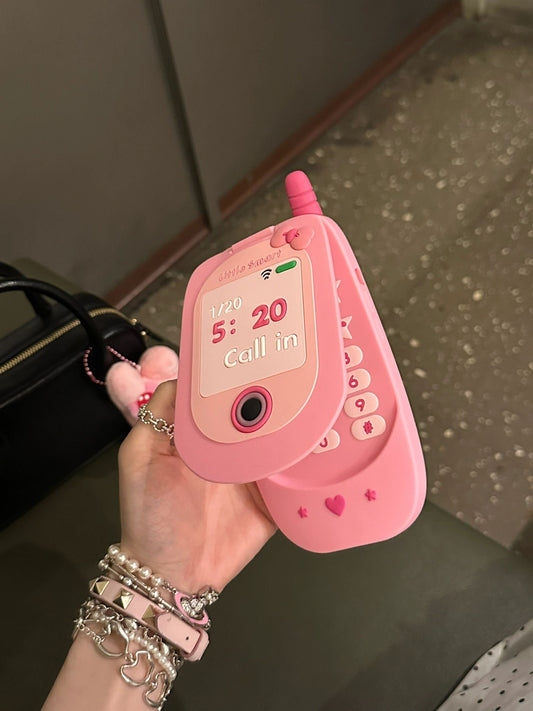 Pink Retro Flip-Phone iPhone Case