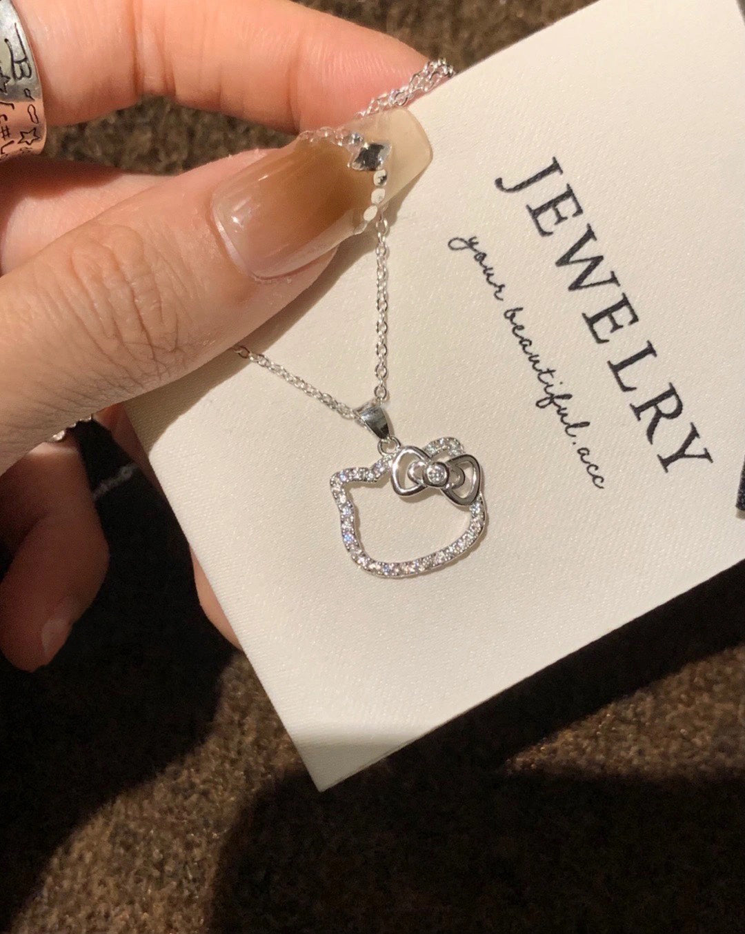 Silver-Tone Kawaii Pendant Necklace