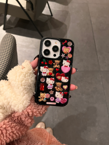 3D Sticker Glitter iPhone Case